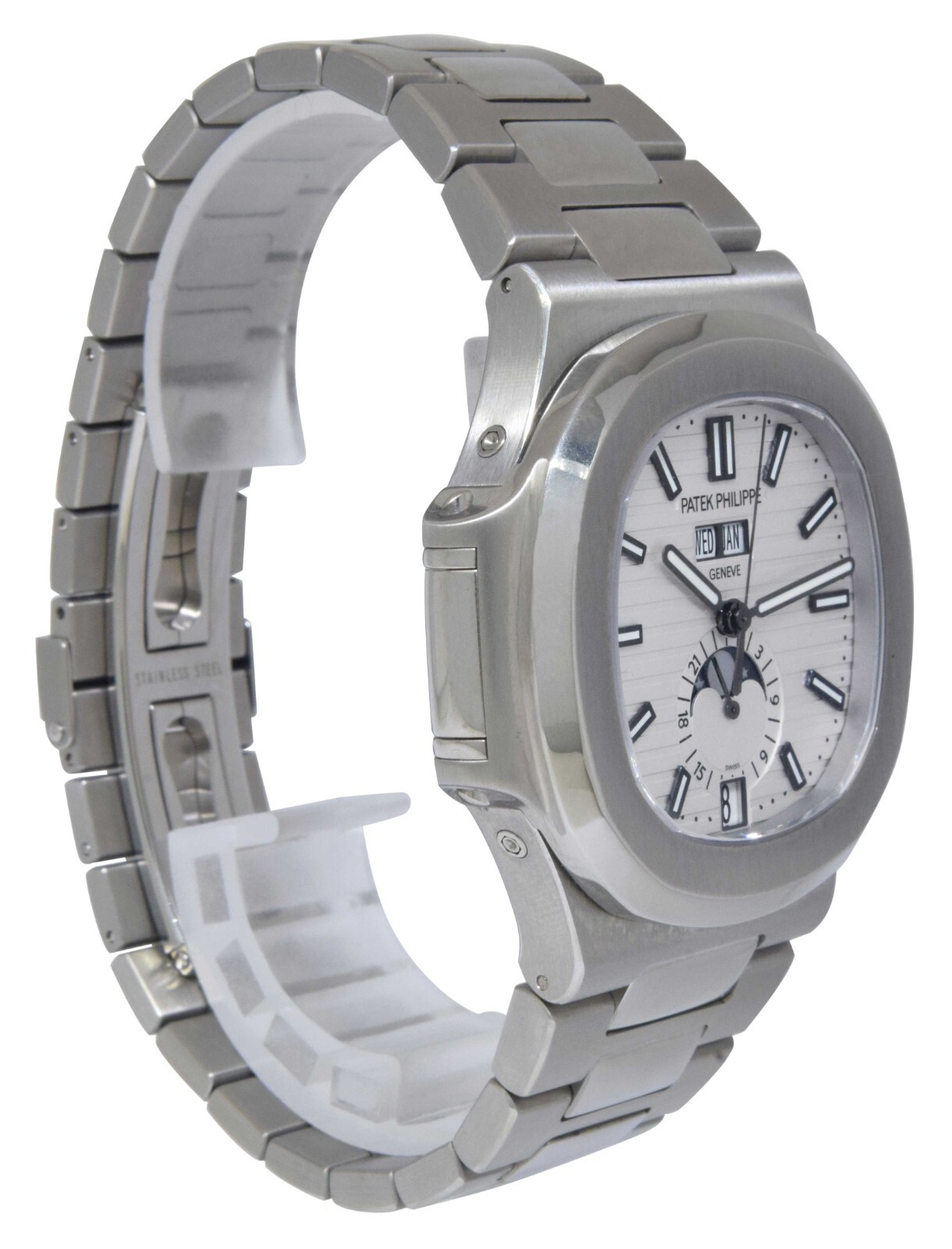 Patek Philippe Nautilus Steel Annual Calendar White Dial Watch B/P '17 5726/1A