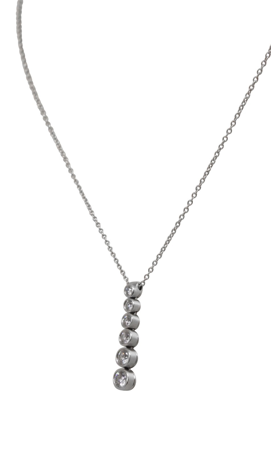 Tiffany & Co. Jazz Graduated Drop Diamond Pendant Platinum Chain Necklace 16"