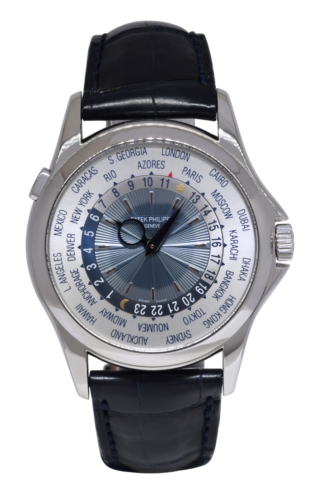 Patek Philippe World Time 5130 Platinum Complications Mens 39.5mm Watch 5130P