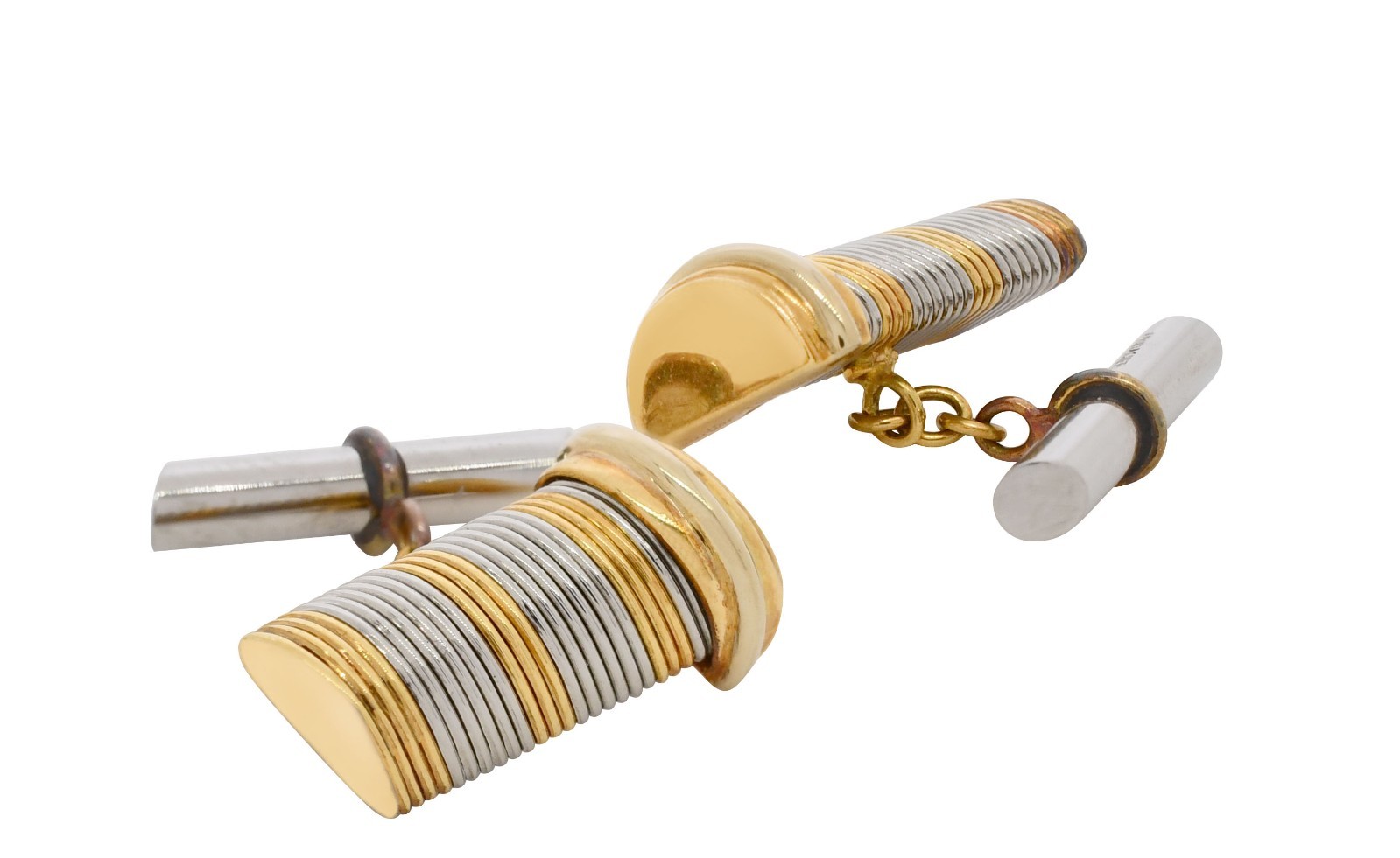 Cartier 18k Yellow & Stainless Steel Cufflinks Box/Papers '89