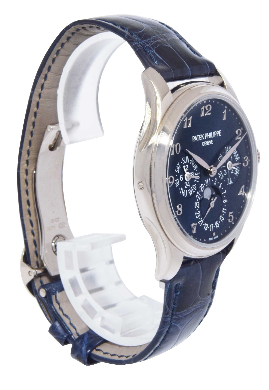 Patek Philippe Perpetual Calendar White Gold Blue Dial Mens 39mm Watch B/P 5327g