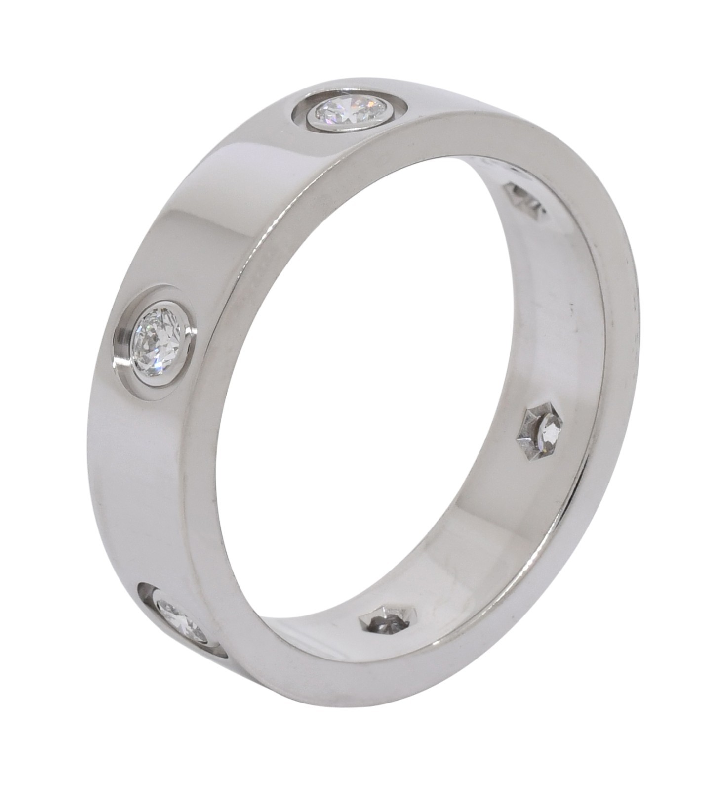 Cartier Love Ring 18k White Gold & 6 Diamond Classic Model Size 60