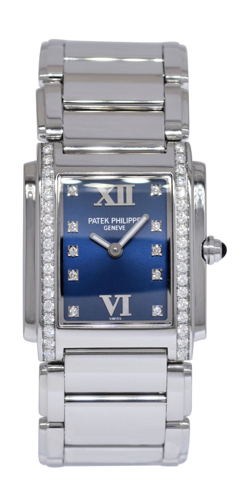 Patek Philippe Twenty~4 Steel & Diamond Blue Dial Ladies Watch 24 4910/10A
