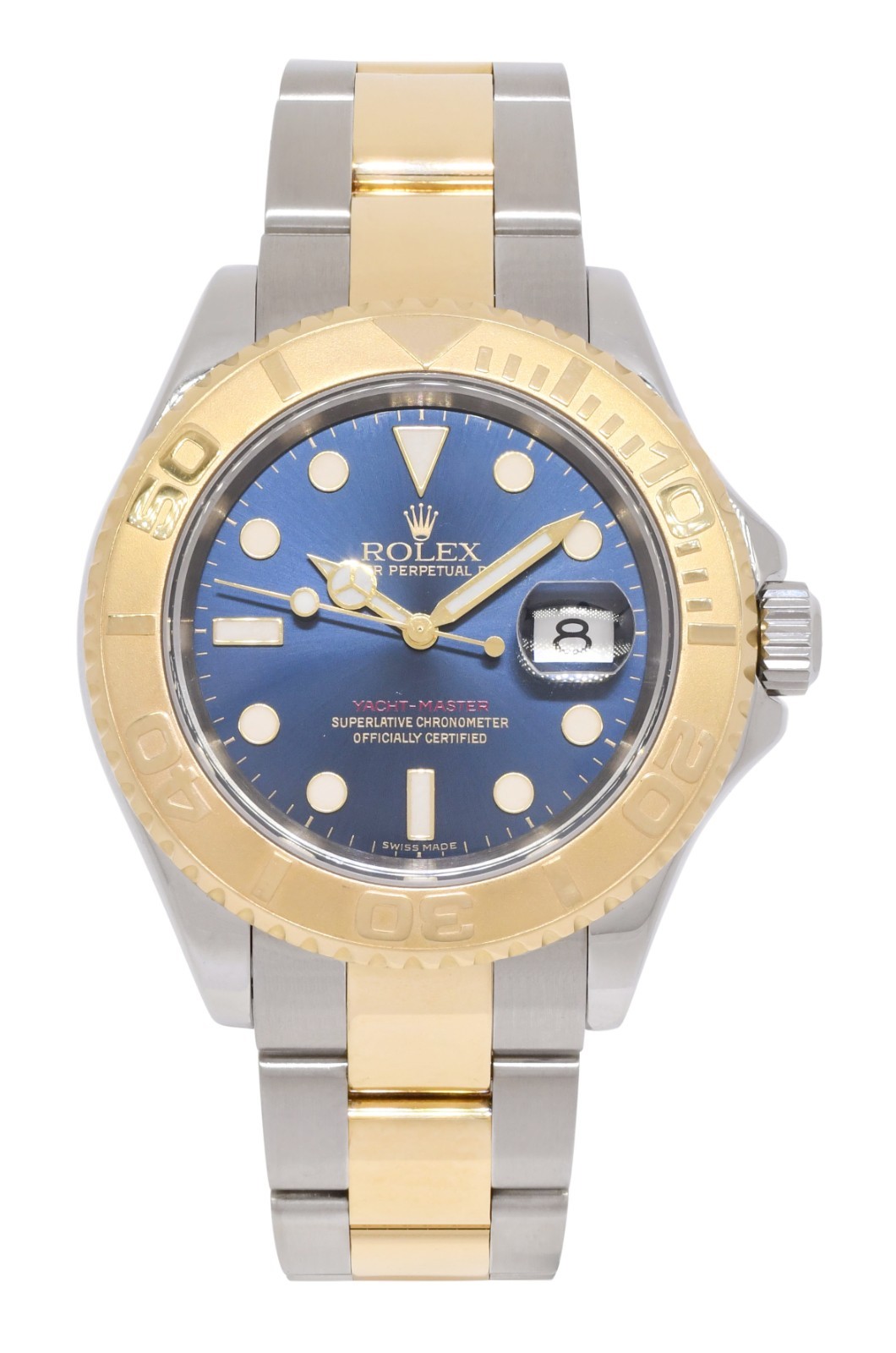 Rolex Yacht-Master 18k Yellow Gold/Steel Blue Dial 40mm Watch F 16623