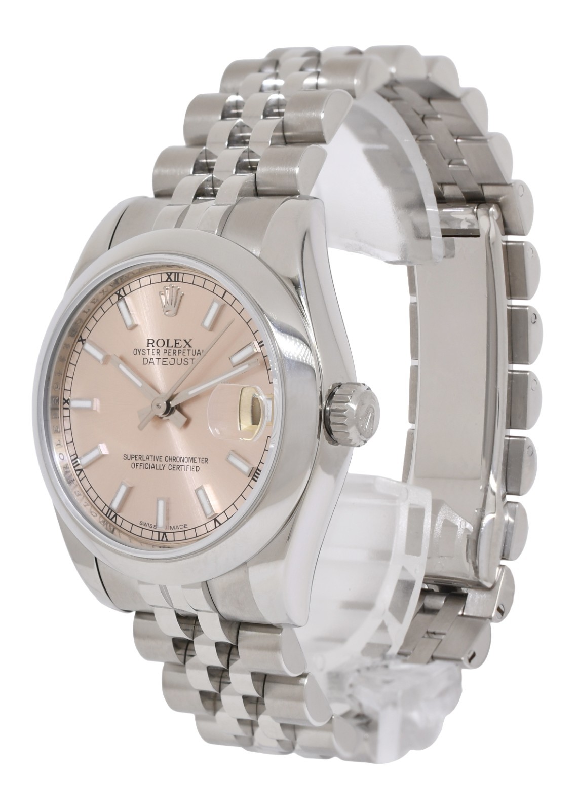 Rolex Datejust Steel Pink Dial Jubilee Bracelet 31mm Watch +Card '14 178240