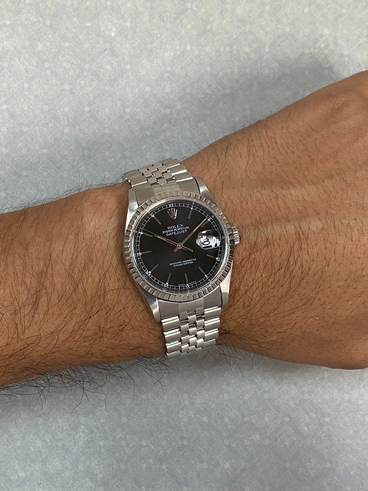Rolex Datejust Steel Black Dial Jubilee Bracelet 36mm Watch +Papers K 16200 Rolex Datejust Steel Black Dial Jubilee Bracelet 36mm Watch +Papers K 16200