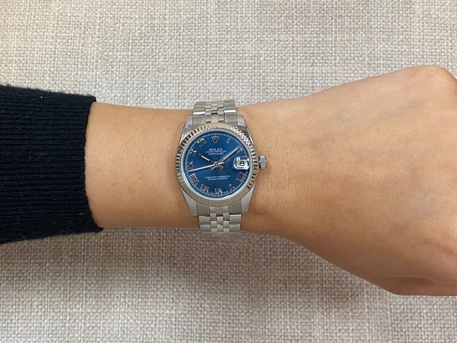 Rolex Datejust Steel 18k Gold Bezel Blue Dial Ladies 31mm Watch '12+ 178274