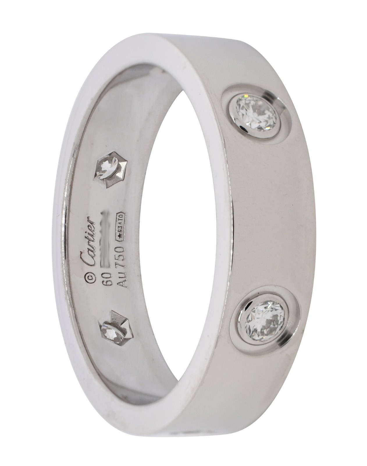 Cartier Love Ring 18k White Gold & 6 Diamond Classic Model Size 60