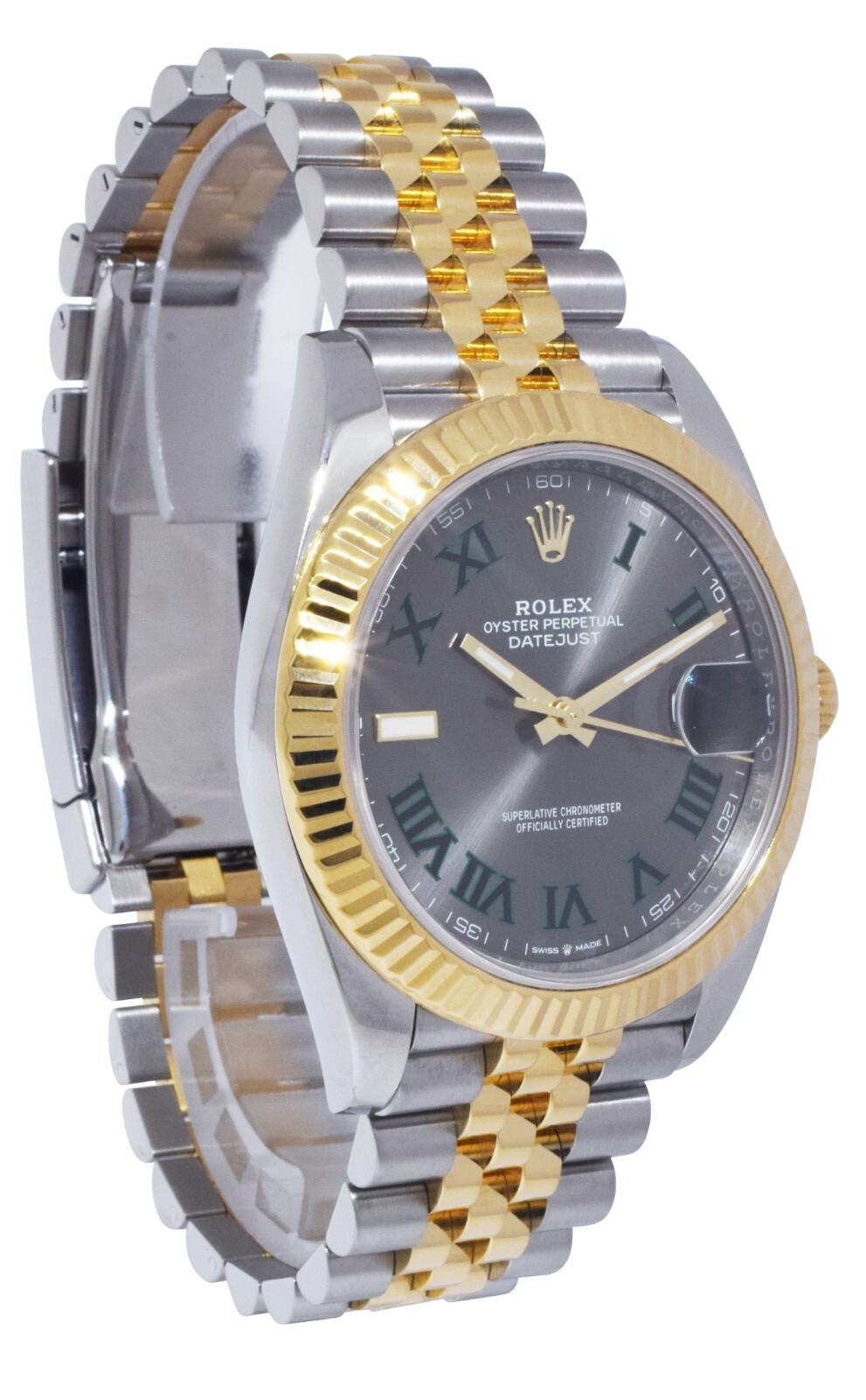 Rolex Datejust 41 YG/Steel Wimbledon Dial Mens Watch Box /Papers '24 126333