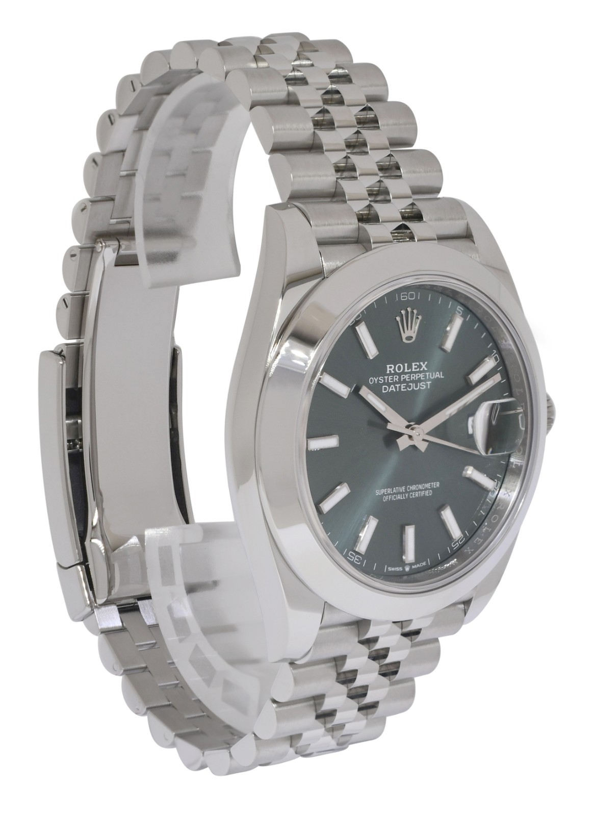 NEW Rolex Datejust 41 Steel Mint Green Dial Mens Jubilee Watch B/P '25 126300