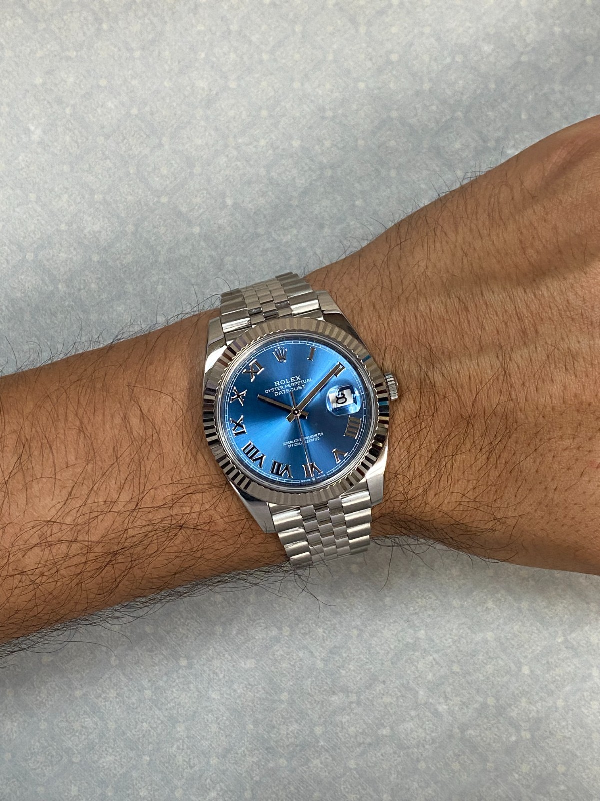 Rolex Datejust 41 Steel & 18k Gold Bezel Blue Roman Dial Watch +Card '22 126334
