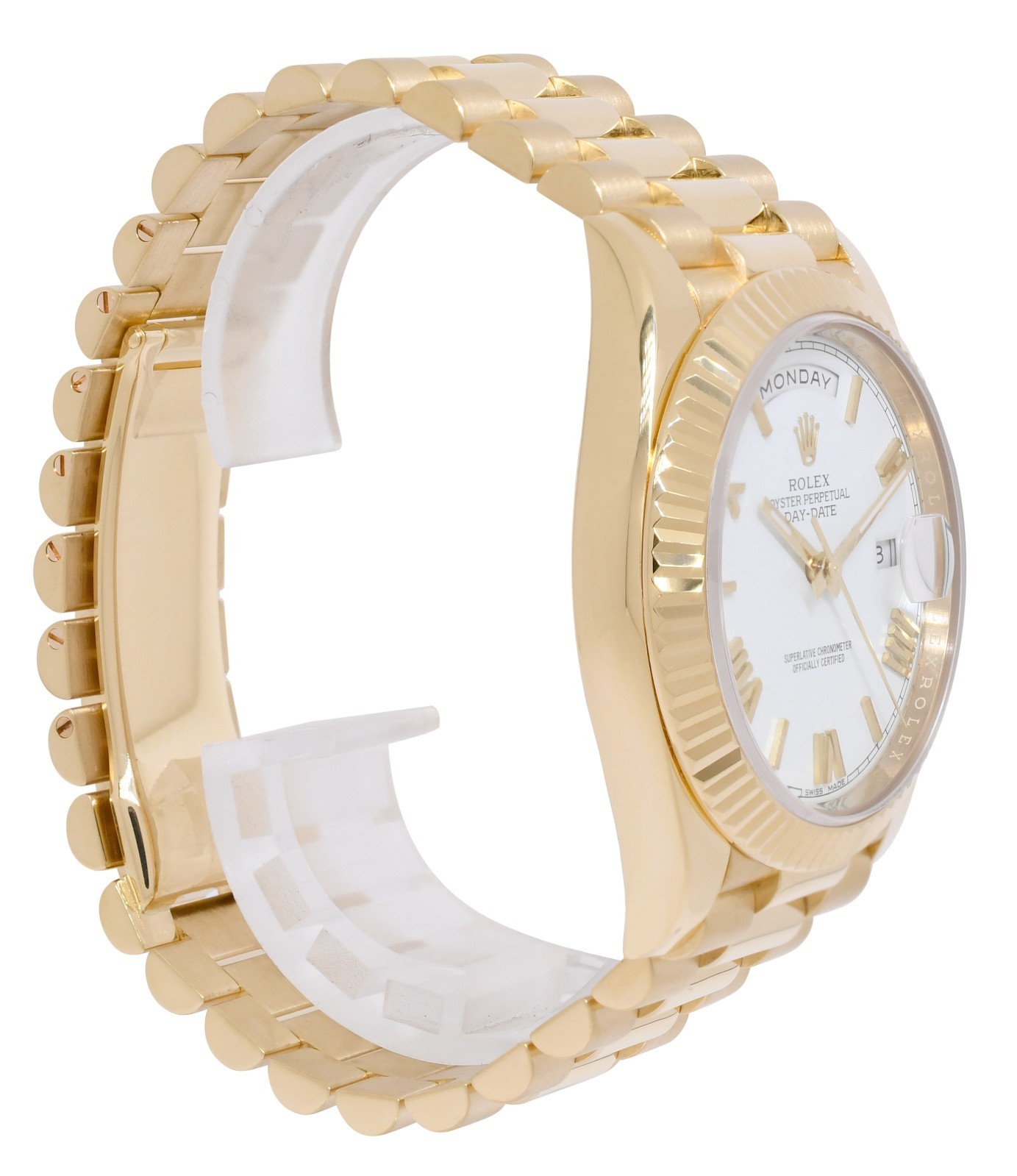 Rolex Day-Date 40 President 18k Yellow Gold White Roman Dial Watch +Card 228238