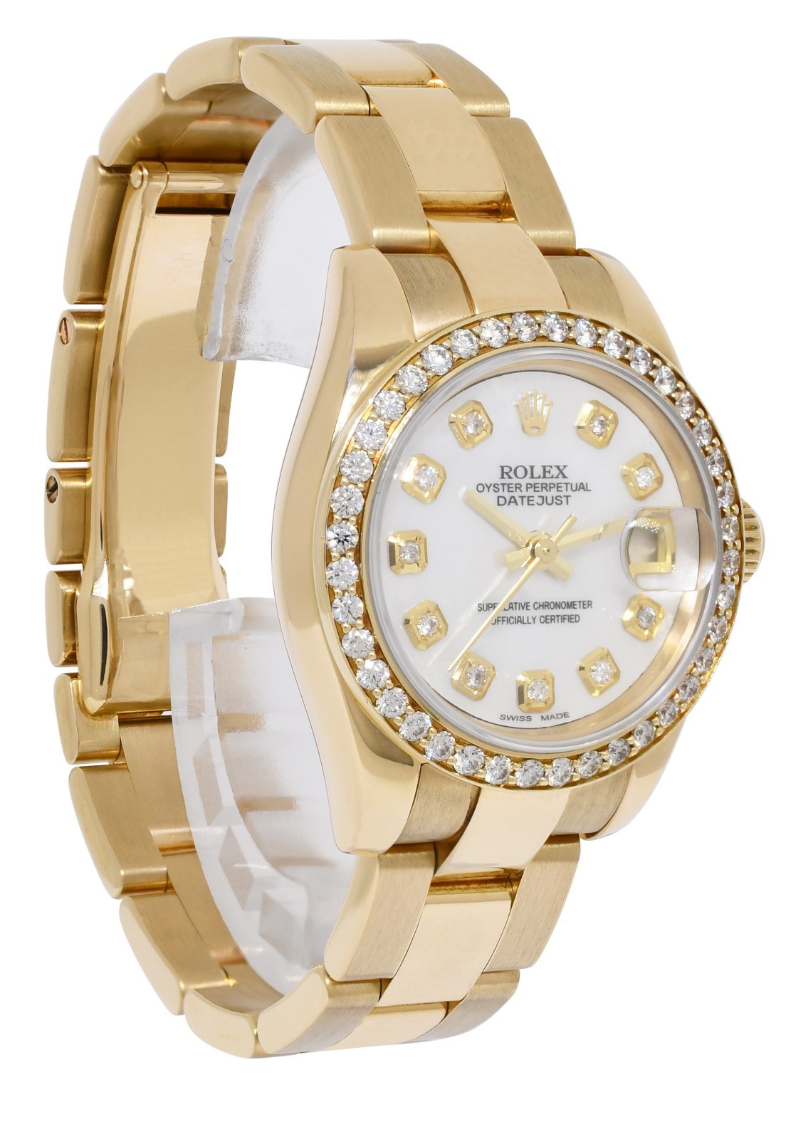 Rolex Datejust Oyster 18k Yellow Gold MOP Diamond Dial/Bezel 26mm Watch D 179178