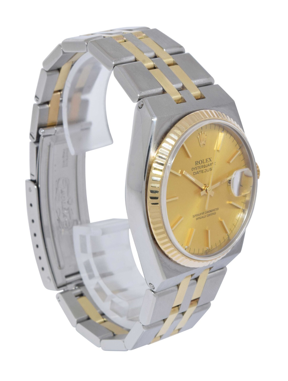 Rolex Datejust Oysterquartz 14k Yellow Gold/Steel Champagne 36mm Watch '79 17013