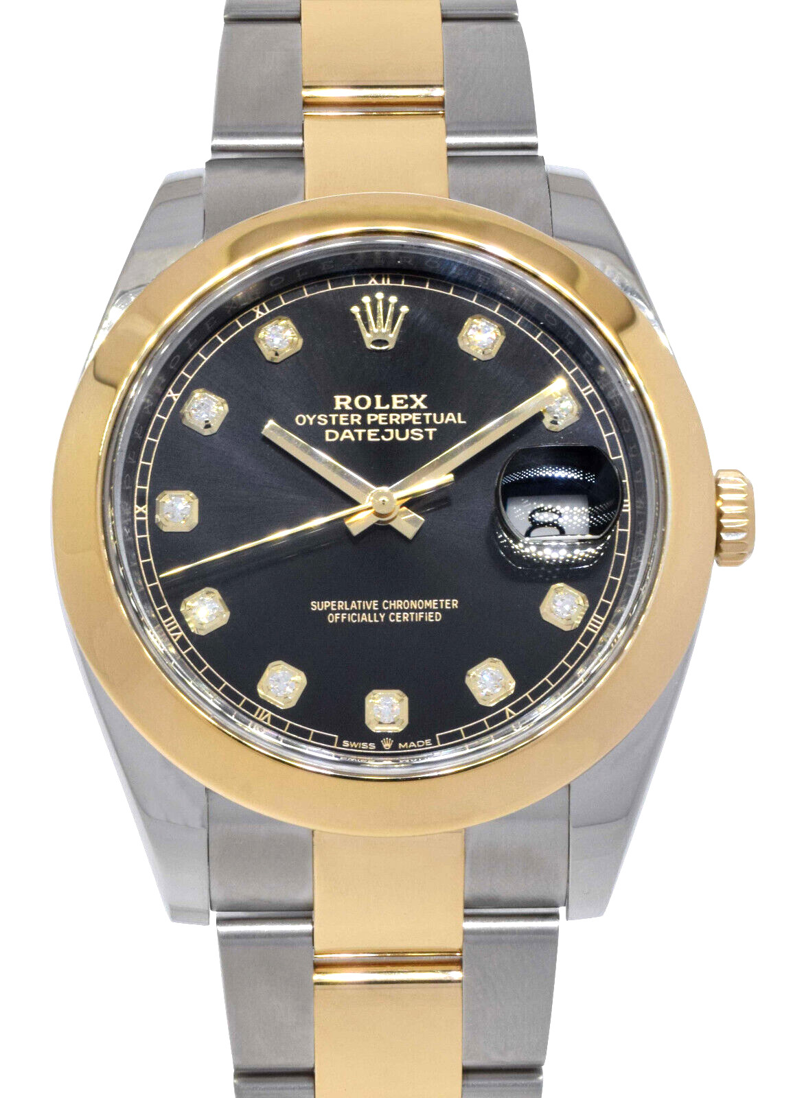 Rolex Datejust 41 18k Yellow Gold/Steel Black Diamond Dial Watch B/P 126303