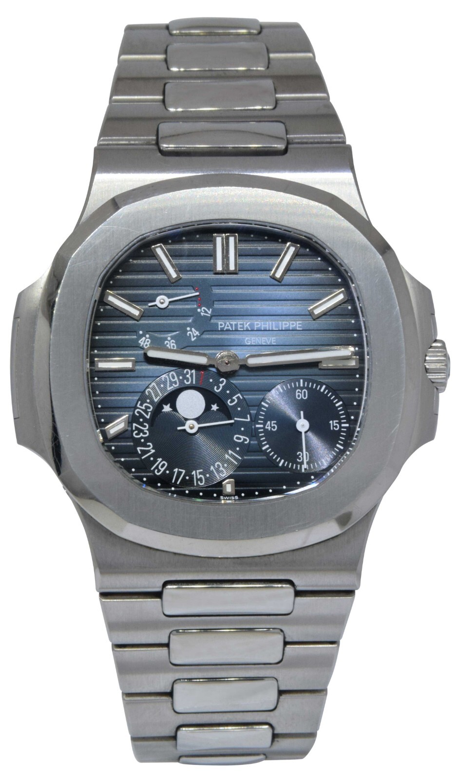 Patek Philippe Nautilus Complication S. Steel Blue DIal Watch B/P '14 5712/1A