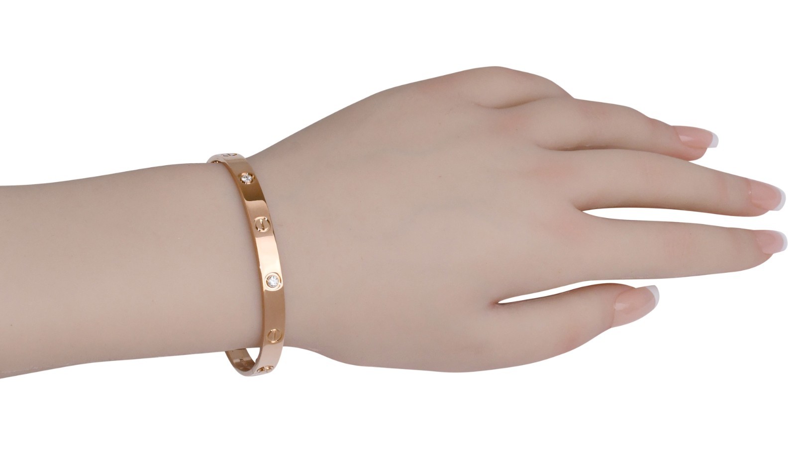 Cartier Love Bracelet 4 Diamond 18k Rose Gold Size 19 +Box B6069919 Cartier Love Bracelet 4 Diamond 18k Rose Gold Size 19 +Box B6069919