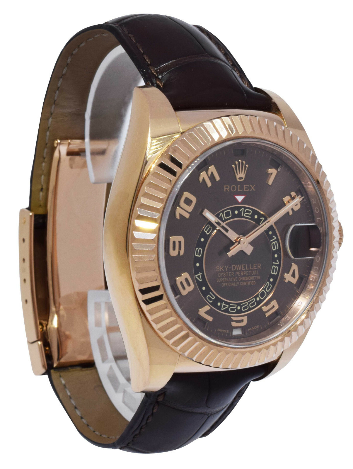 Rolex Sky-Dweller 18k Rose Gold Chocolate GMT Mens 42mm Watch B/P '15 326135