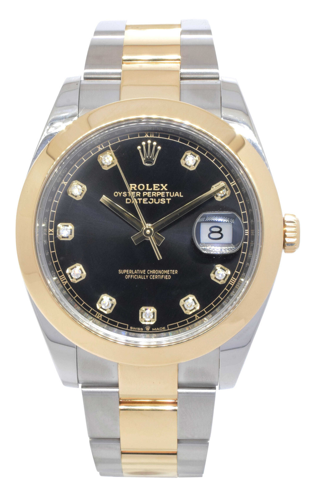 Rolex Datejust 41 18k Yellow Gold/Steel Black Diamond Dial Watch B/P 126303