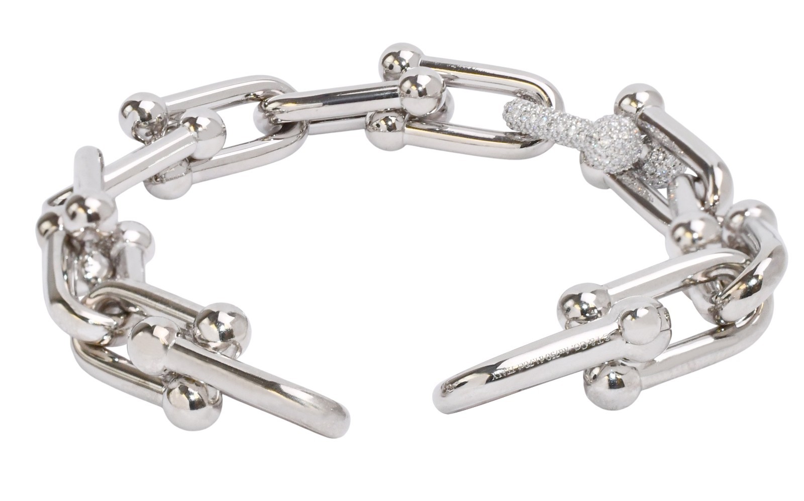 Tiffany & Co. HardWear 18k White Gold & Diamond Large Link Bracelet +Box