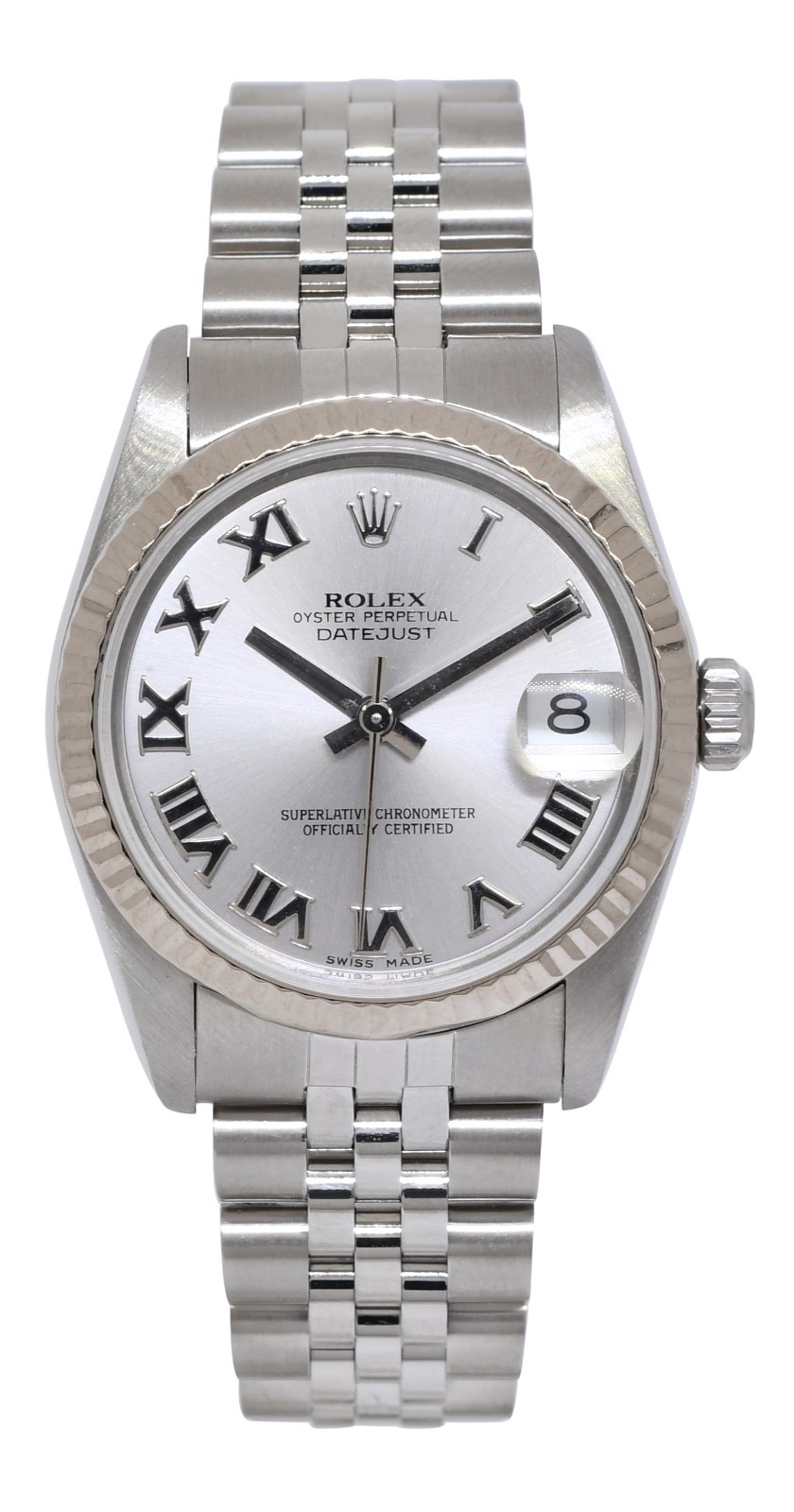 Rolex Datejust Steel 18k White Gold Bezel Silver Dial Ladies 31mm Watch Y 78274