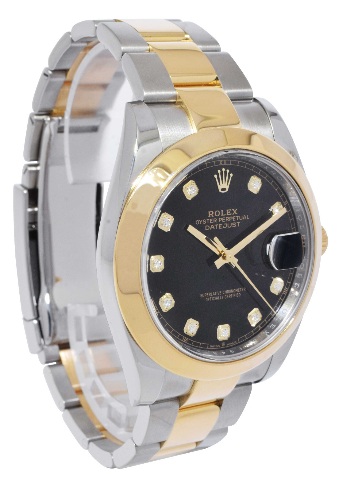 Rolex Datejust 41 18k Yellow Gold/Steel Black Diamond Dial Watch B/P 126303