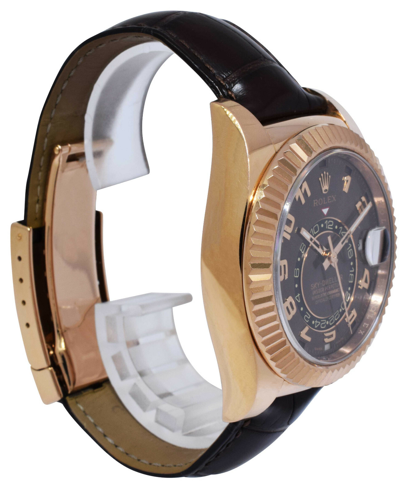 Rolex Sky-Dweller 18k Rose Gold Chocolate GMT Mens 42mm Watch B/P '15 326135