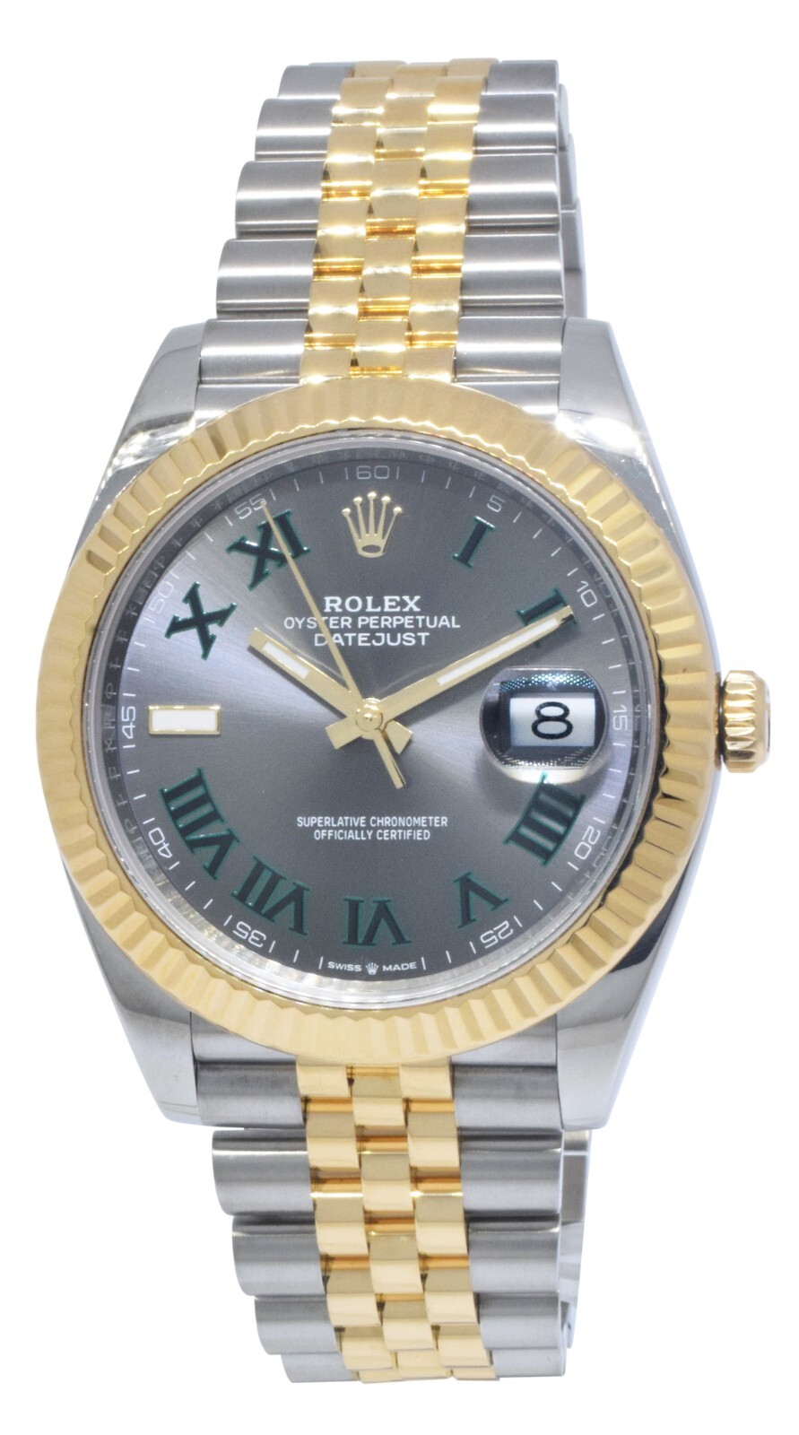 Rolex Datejust 41 YG/Steel Wimbledon Dial Mens Watch Box /Papers '24 126333