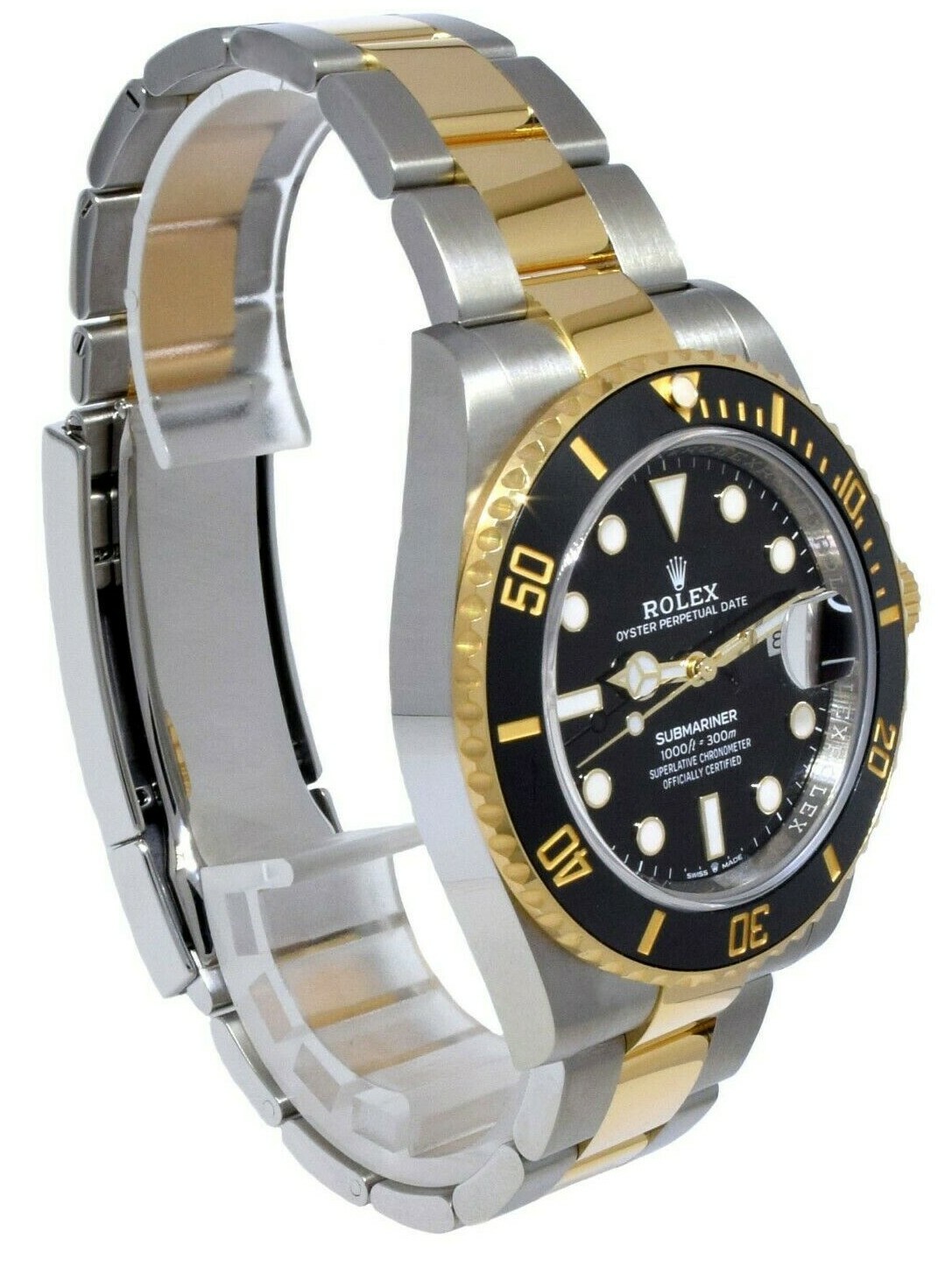 NOS Rolex Submariner Date 18k Gold Steel Ceramic Black 41mm Watch B/P '21 126613