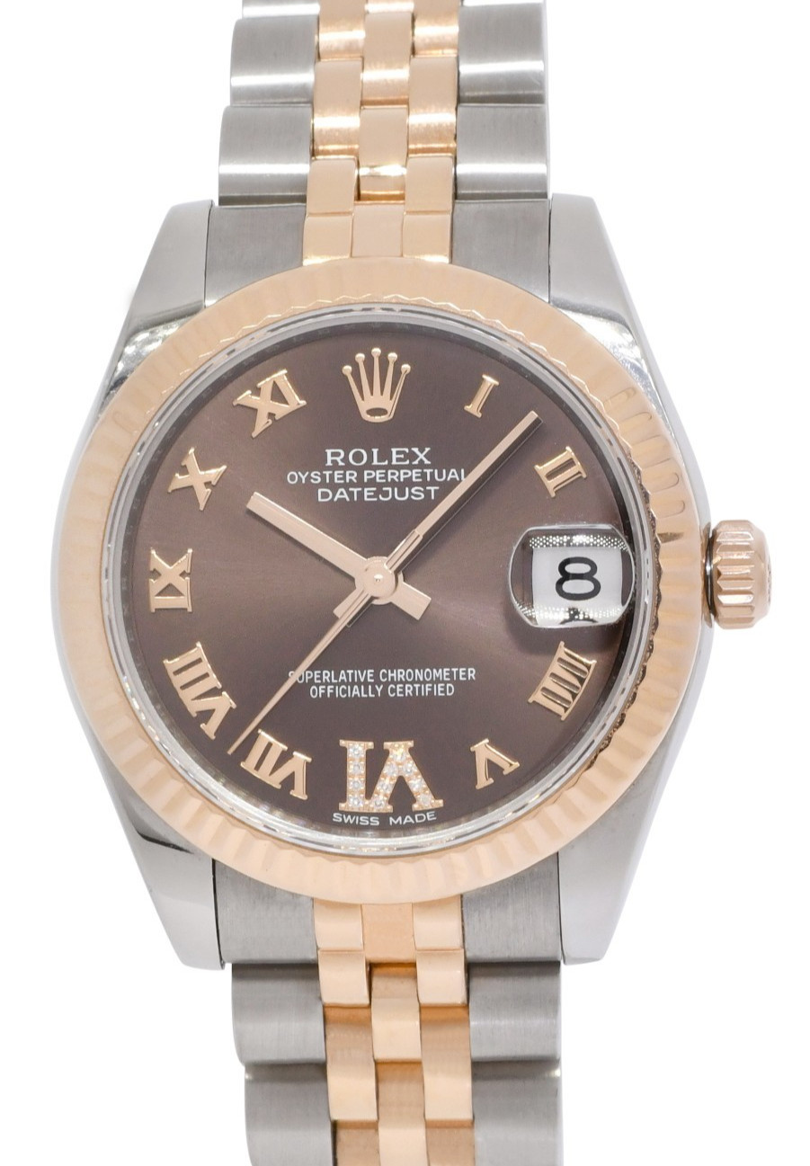 Rolex Datejust 18k Rose Gold/Steel Chocolate Diamond VI Ladies 31mm Watch 178271 Rolex Datejust 18k Rose Gold/Steel Chocolate Diamond VI Ladies 31mm Watch 178271