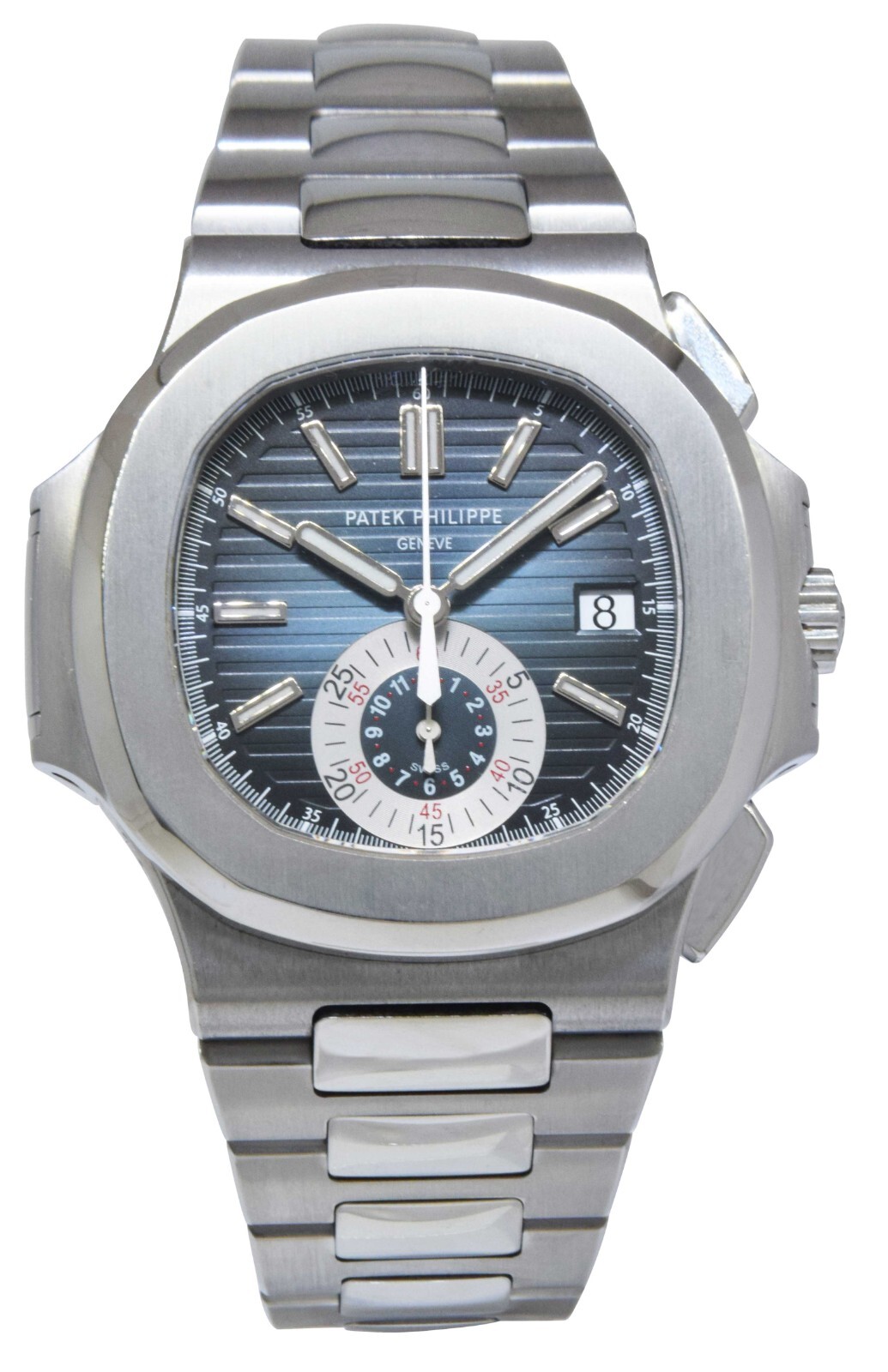 Patek Philippe Nautilus 5980 Chronograph Steel Blue Dial Watch B/P '13 5980/1A