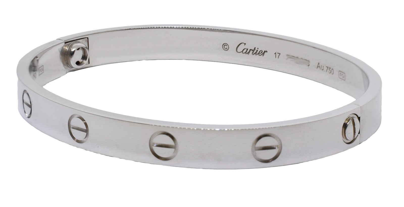 Cartier Love Bracelet Classic 18k White Gold Size 17 +Pouch B6067617 Cartier Love Bracelet Classic 18k White Gold Size 17 +Pouch B6067617