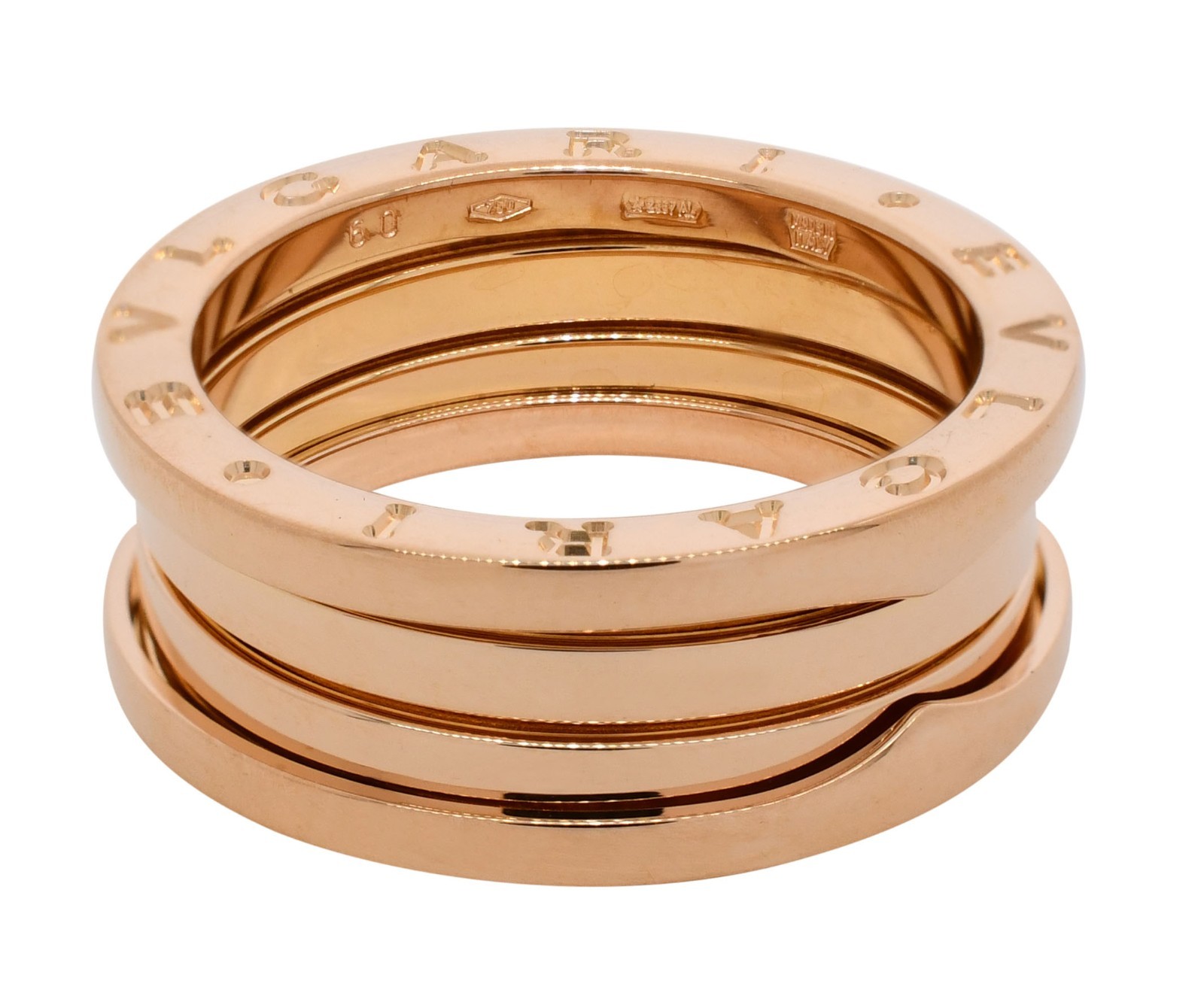 Bvlgari B.Zero1 18k Rose Gold 3 Band Ring Size 60