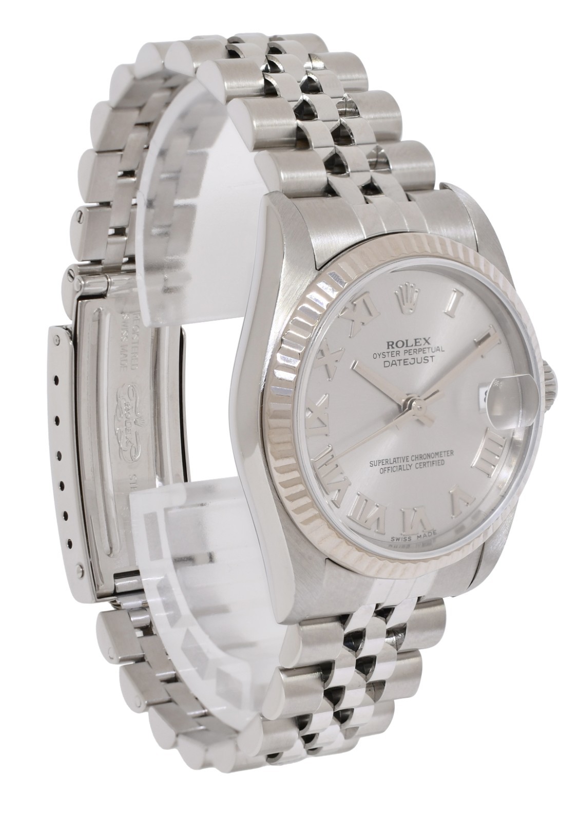 Rolex Datejust Steel 18k White Gold Bezel Silver Dial Ladies 31mm Watch Y 78274