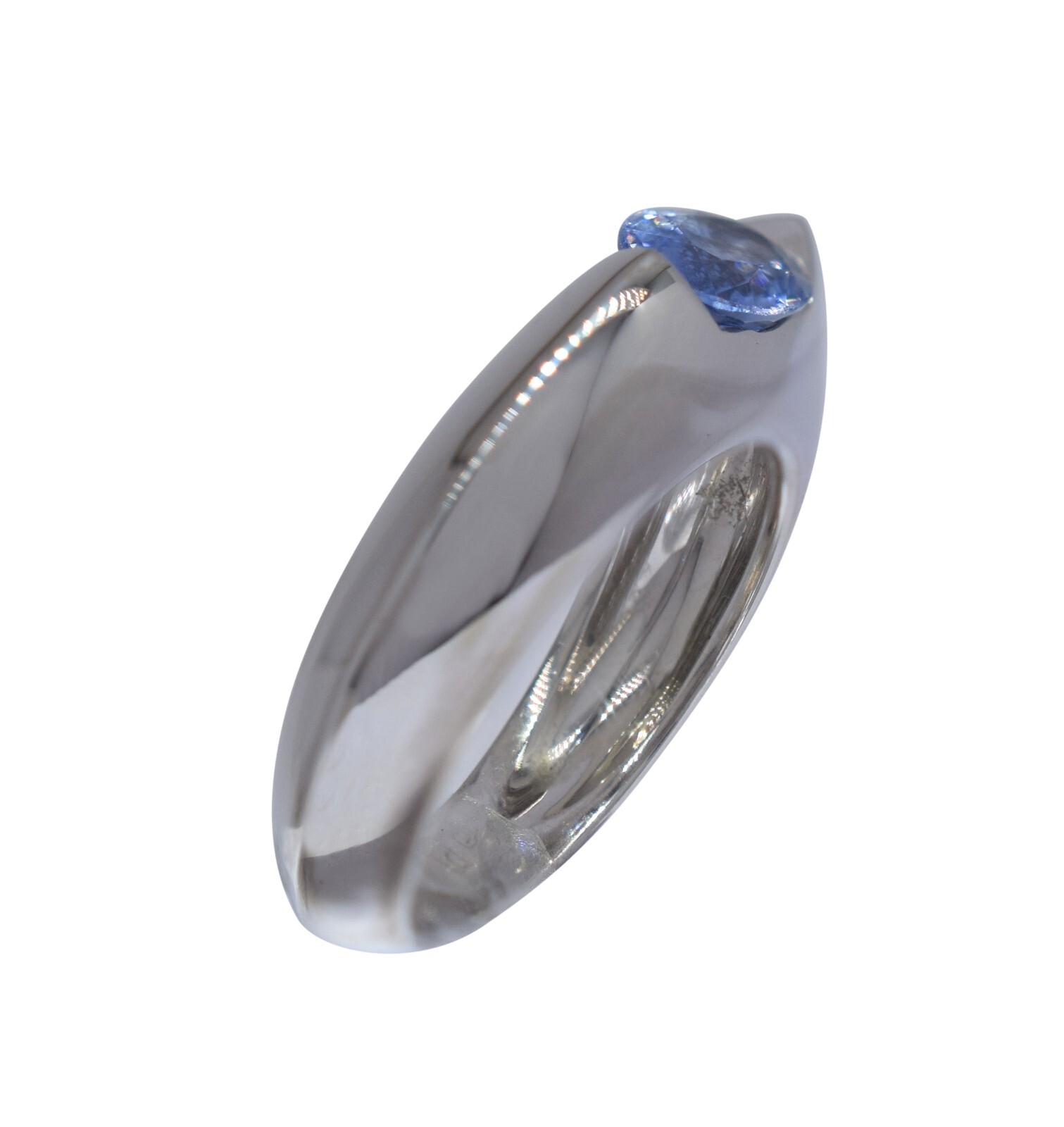 Piaget Blue Sapphire & Diamond 18k White Gold Ring Size 52