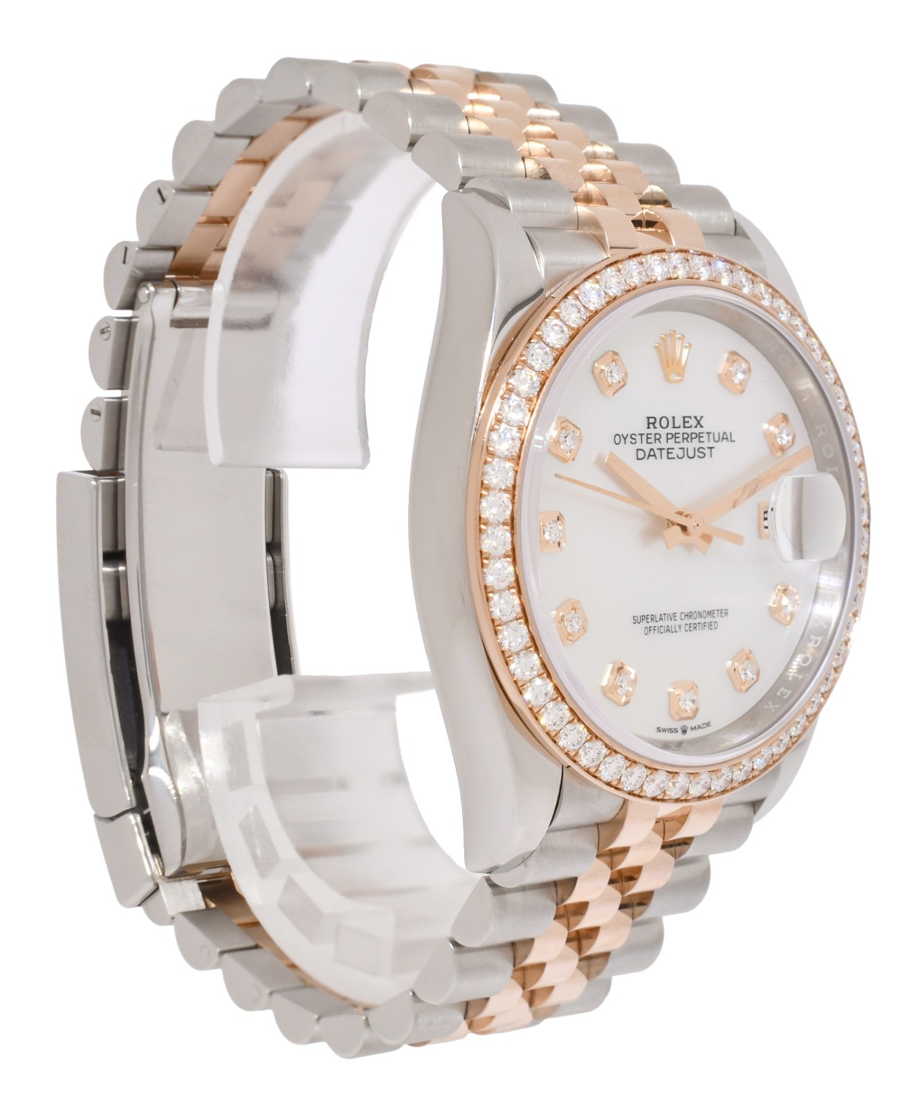Rolex Datejust 36 18k Rose Gold/Steel MOP Diamond Dial/Bezel Watch '18+ 126281