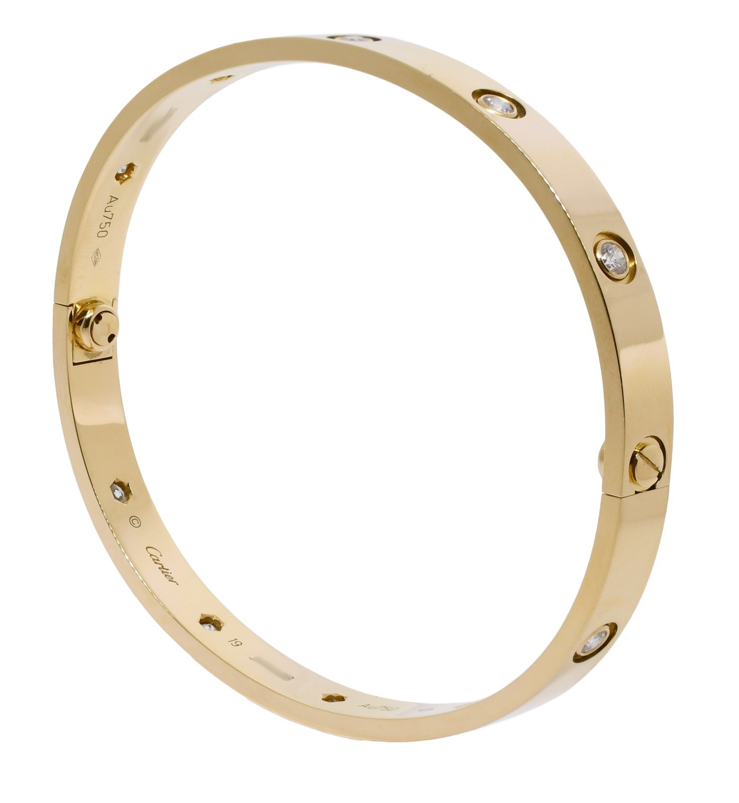 Cartier Love Bracelet 10 Diamond 18k Yellow Gold Size 19 B/P 2020 B6070319 Cartier Love Bracelet 10 Diamond 18k Yellow Gold Size 19 B/P 2020 B6070319