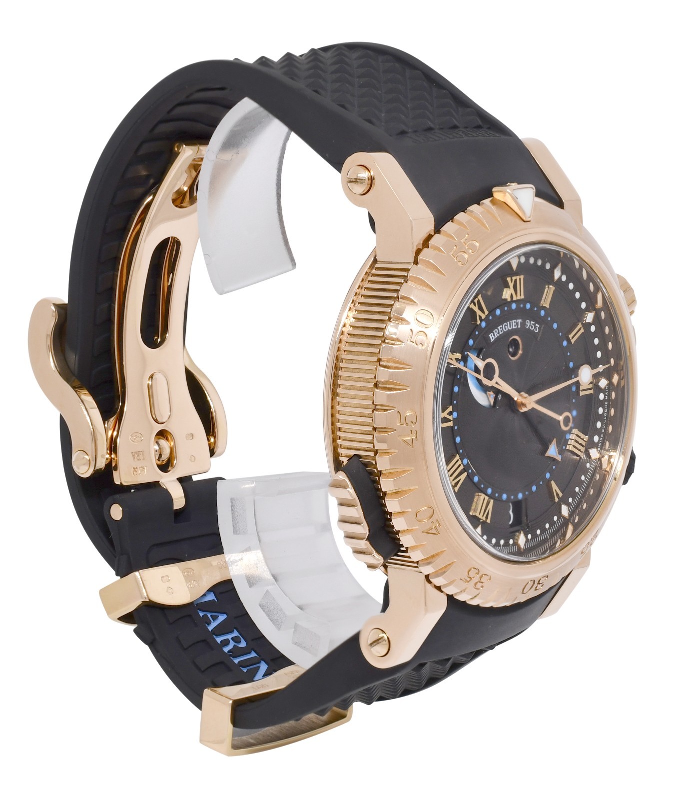 Breguet Marine Royale 18k Rose Gold Alarm Mens 45mm Watch +Papers 5847BR/Z2/5ZV