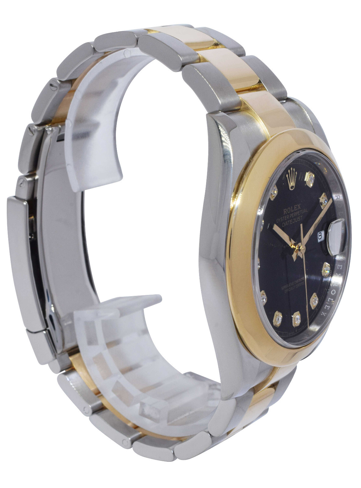 Rolex Datejust 41 18k Yellow Gold/Steel Black Diamond Dial Watch B/P 126303