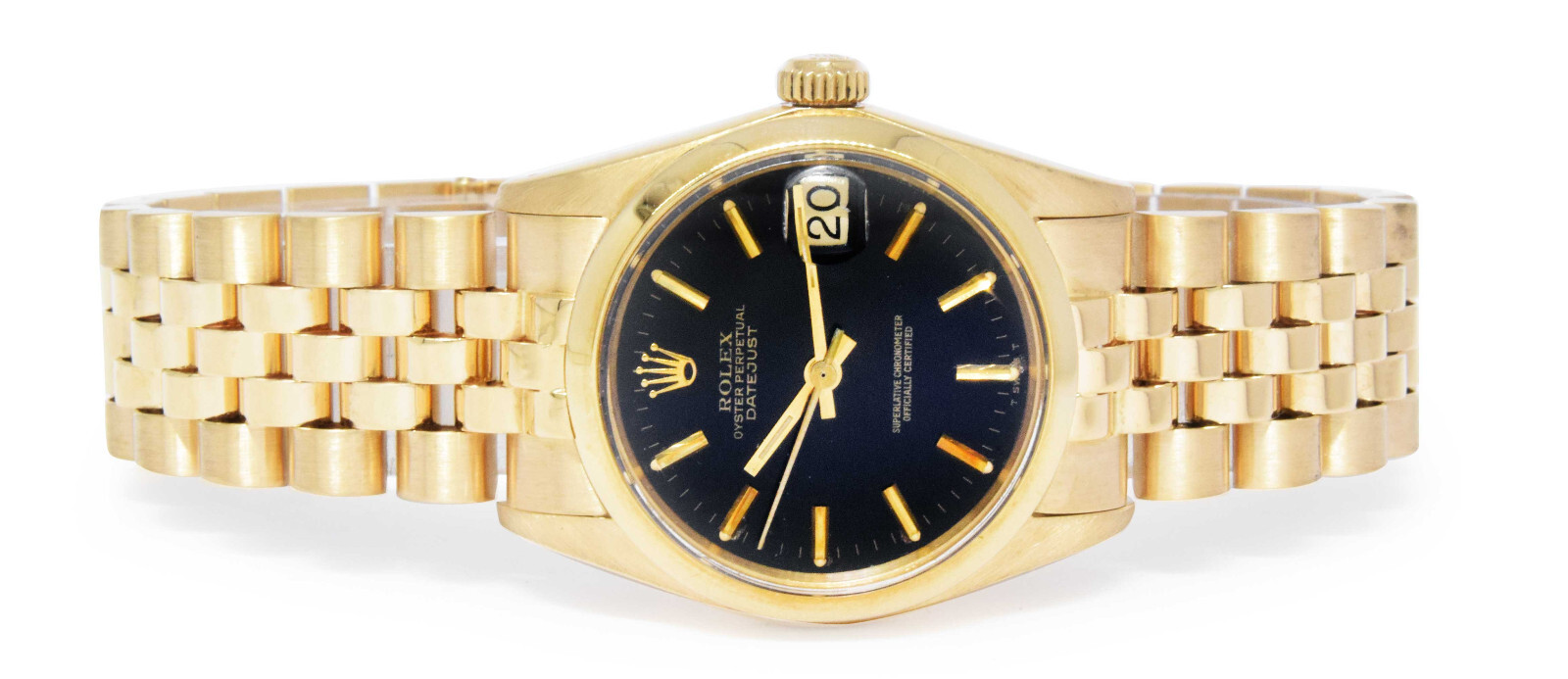 Rolex Datejust 18k Yellow Gold Black Dial Jubilee Bracelet 31mm Watch 6827