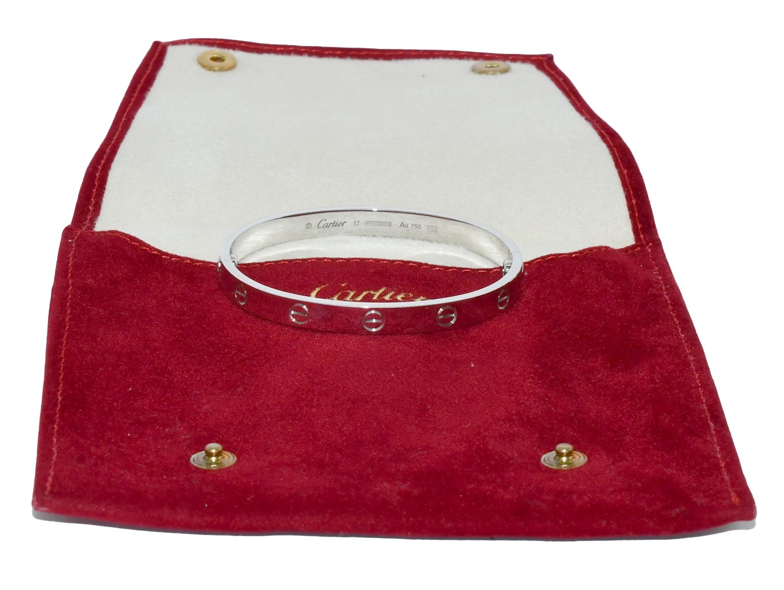 Cartier Love Bracelet Classic 18k White Gold Size 17 +Pouch B6067617 Cartier Love Bracelet Classic 18k White Gold Size 17 +Pouch B6067617