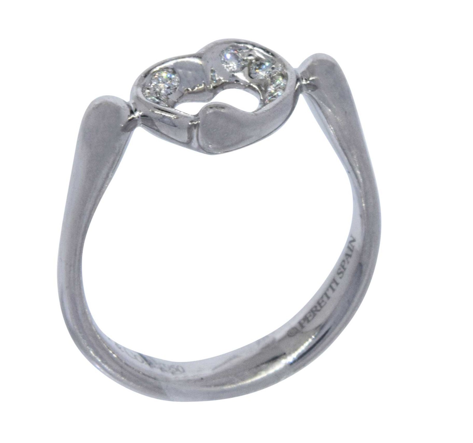 Tiffany & Co. Elsa Peretti Open Heart Diamond & Platinum Ladies Ring Size 5 Tiffany & Co. Elsa Peretti Open Heart Diamond & Platinum Ladies Ring Size 5