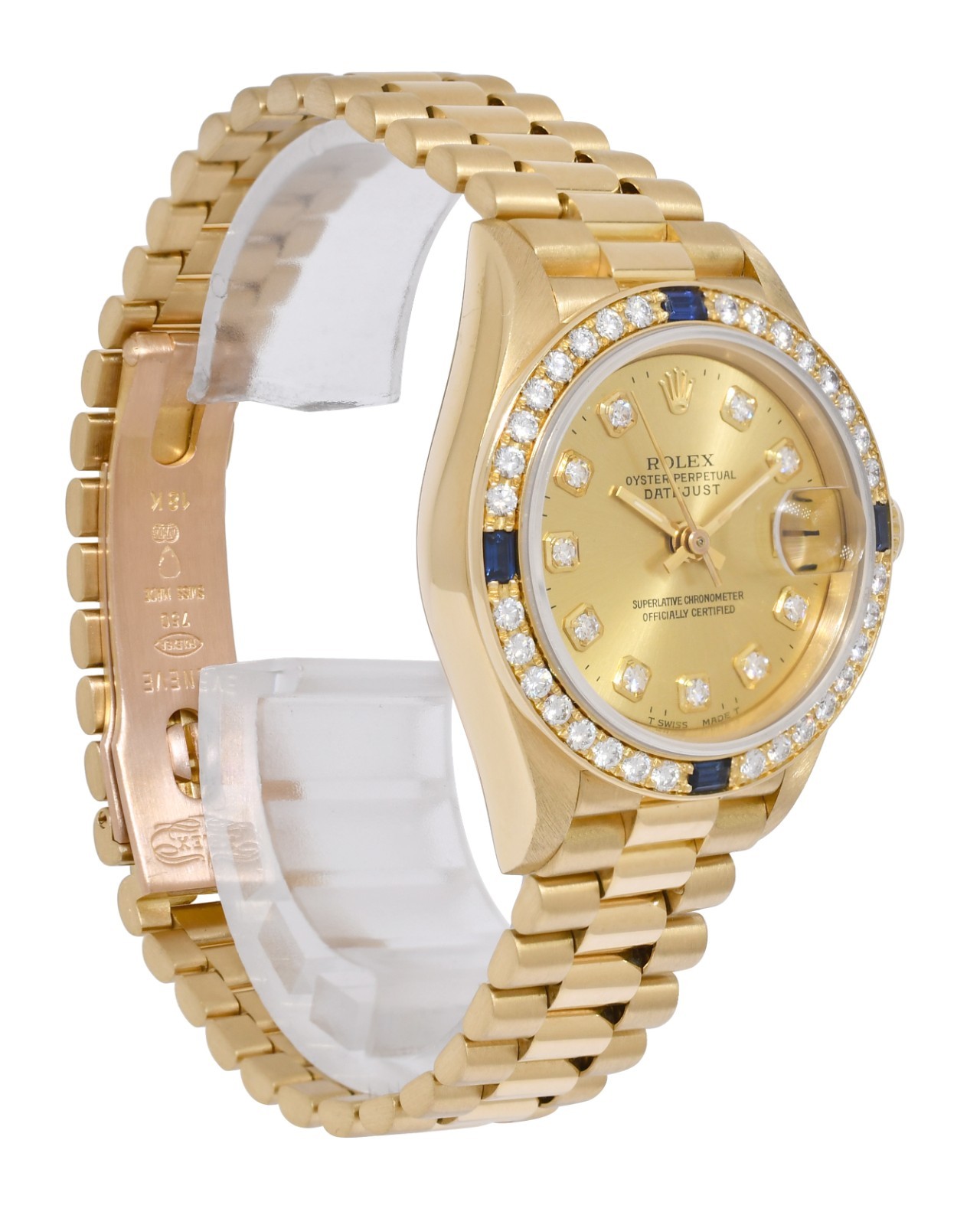 Rolex Datejust President Yellow Gold Diamond/Sapphire 26mm Watch +PP '85 69178