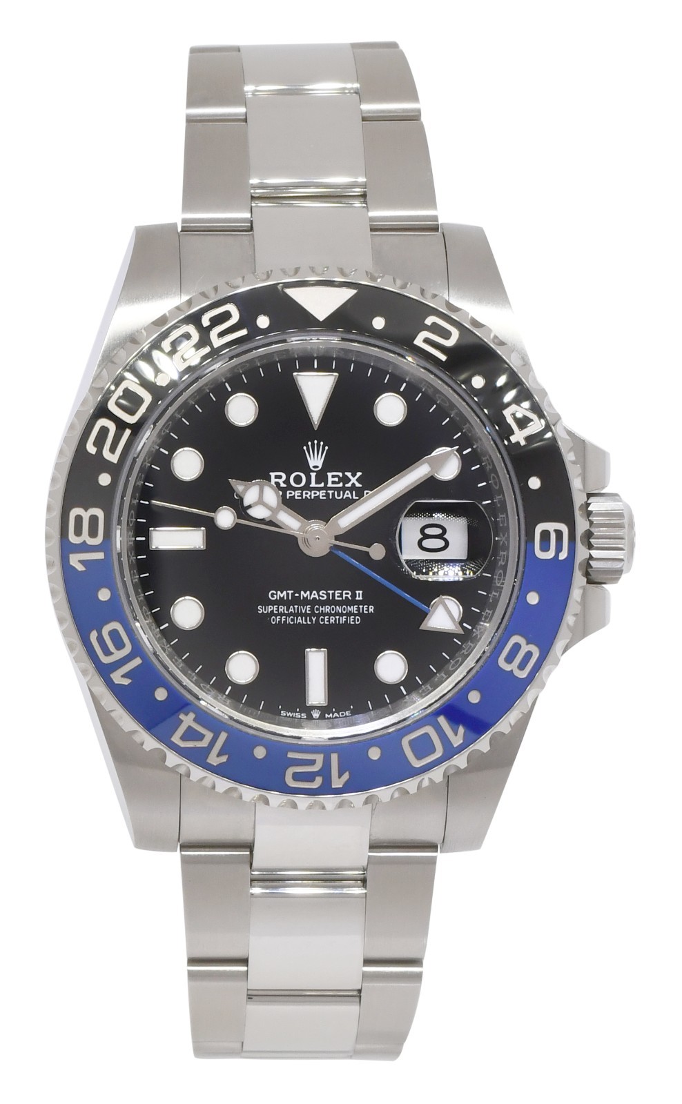 NOS Rolex GMT-Master II Black/Blue Mens Ceramic Oyster Steel B/P '25 126710