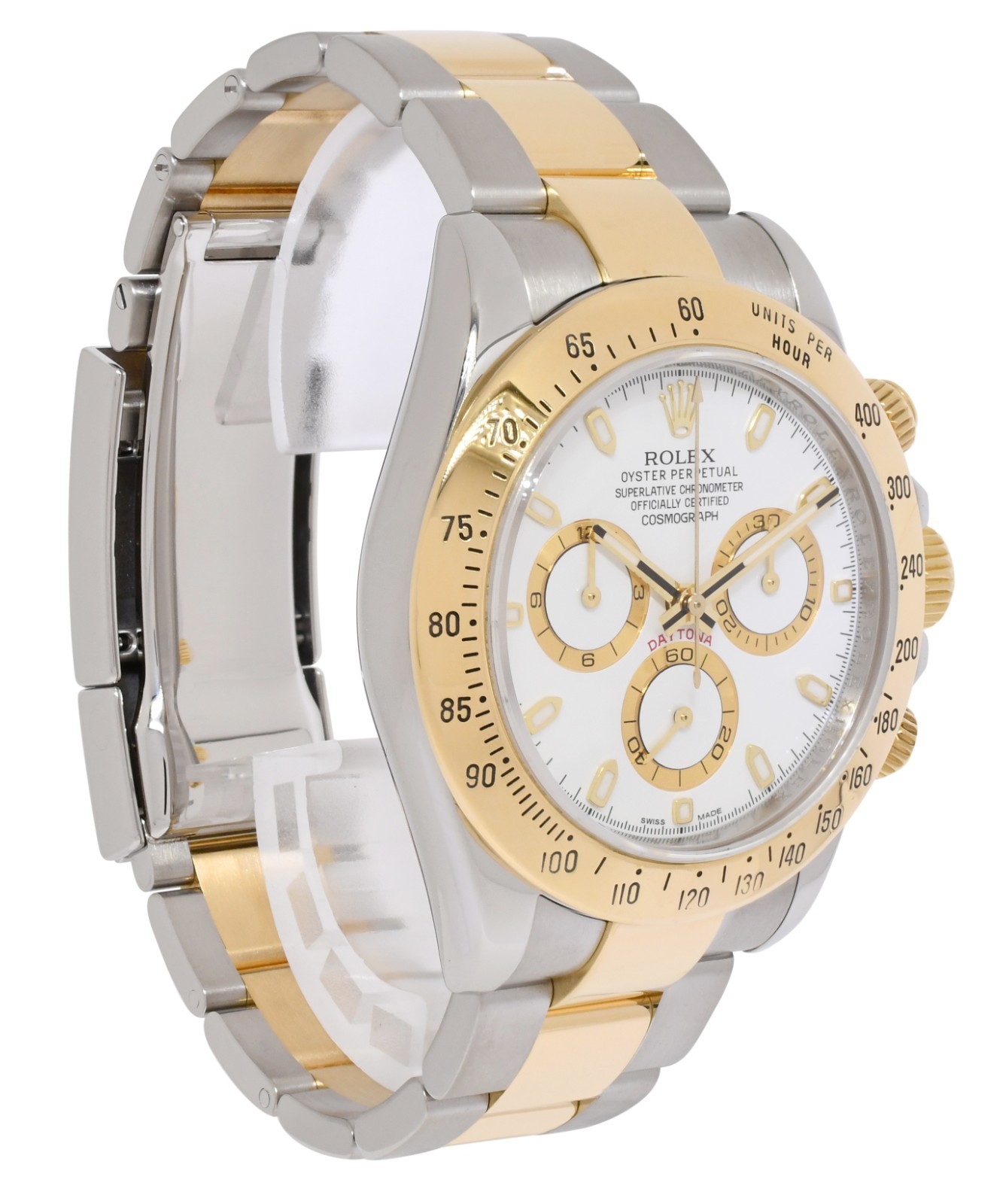 Rolex Daytona Chronograph 18k Yellow Gold/Steel White Dial 40mm Watch V 116523
