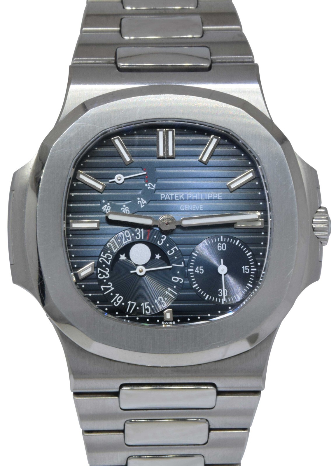 Patek Philippe Nautilus Complication S. Steel Blue DIal Watch B/P '14 5712/1A