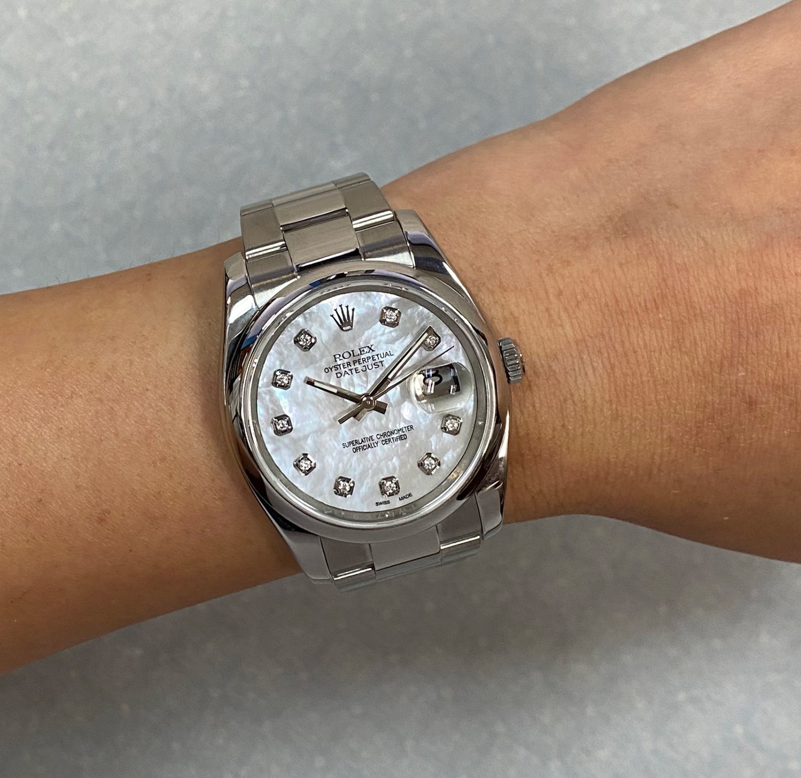 Rolex Datejust Steel MOP Diamond Dial Oyster Bracelet 36mm Watch 116200 Rolex Datejust Steel MOP Diamond Dial Oyster Bracelet 36mm Watch 116200