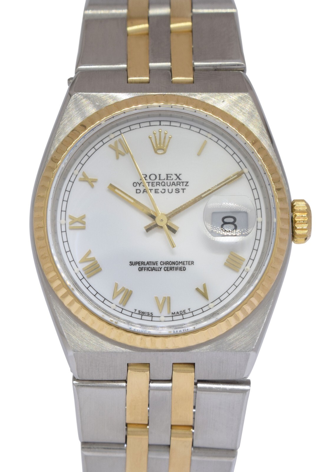 Rolex Datejust Oysterquartz 18k Yellow Gold/Steel White Dial 36mm Watch E 17013 Rolex Datejust Oysterquartz 18k Yellow Gold/Steel White Dial 36mm Watch E 17013