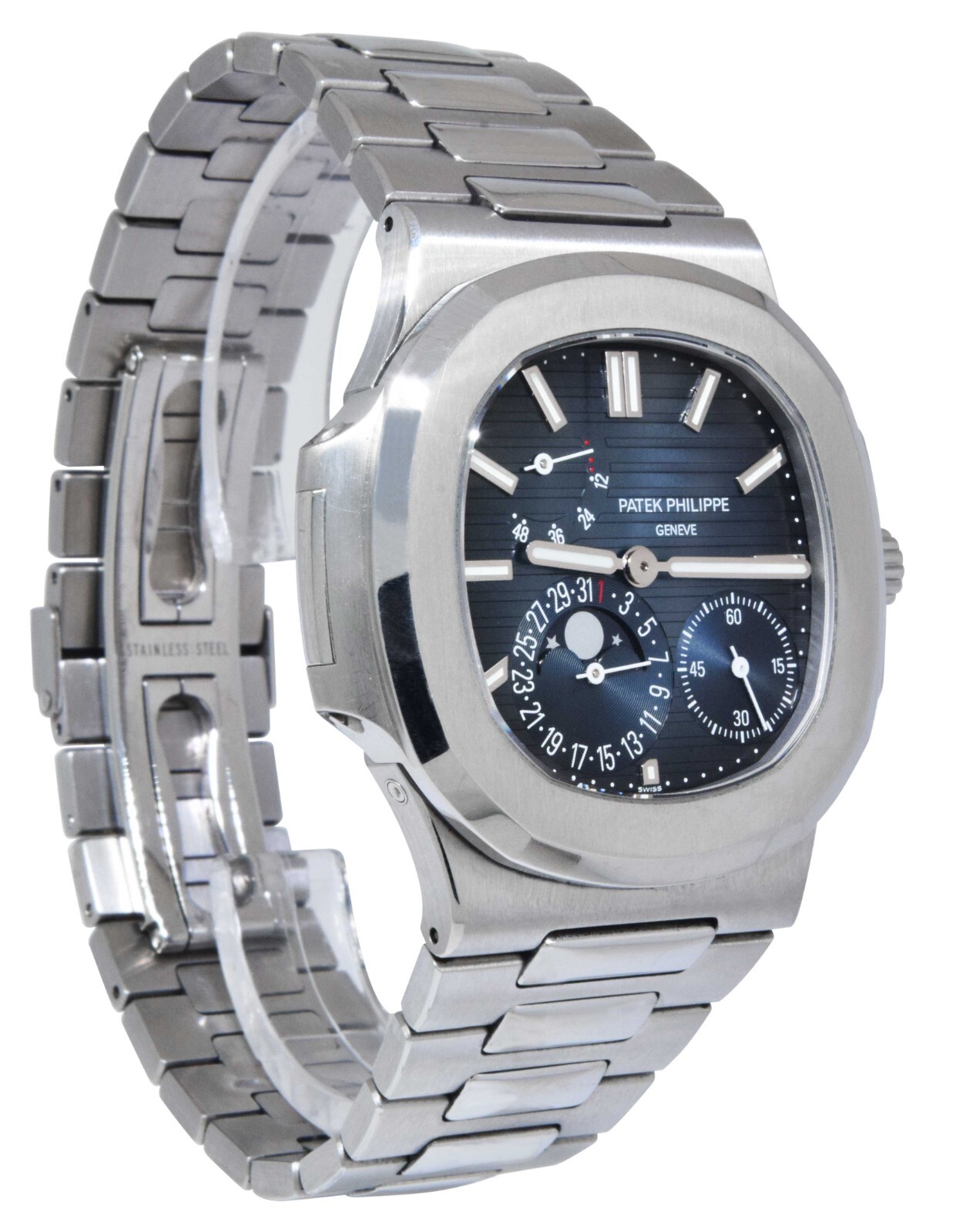 Patek Philippe Nautilus Complication S. Steel Blue DIal Watch B/P '14 5712/1A