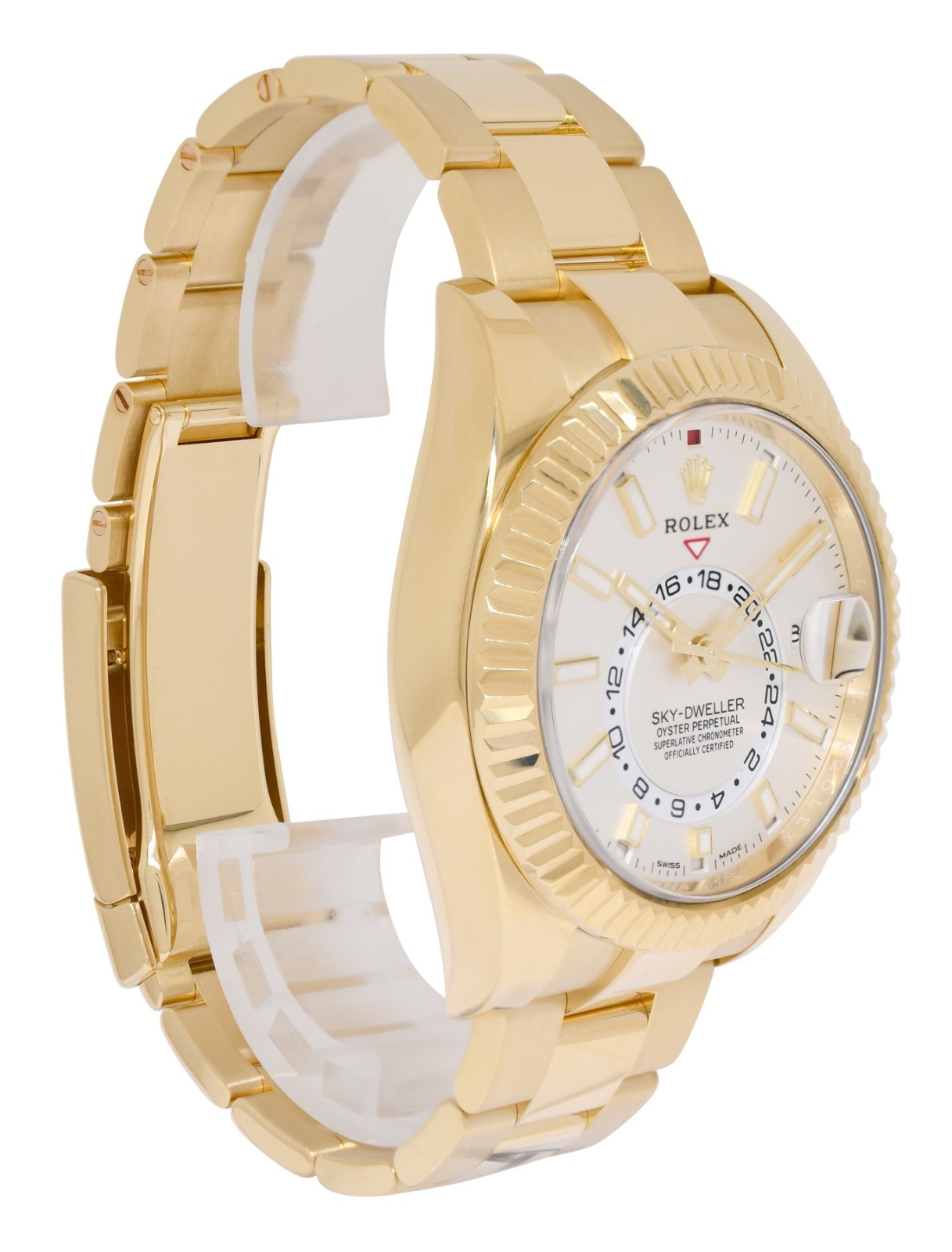 Rolex Sky-Dweller GMT 18k Yellow Gold White Dial Mens 42mm Watch B/P '23 326938